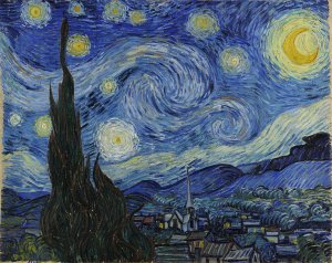 La nuit étoilée (cyprès et village) - Starry night (cypres and village)